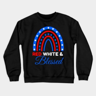 Red, Blue, and Blessed American US Flag Fireworks 4th Of July Celebration 4th of July Rainbow Crewneck Sweatshirt